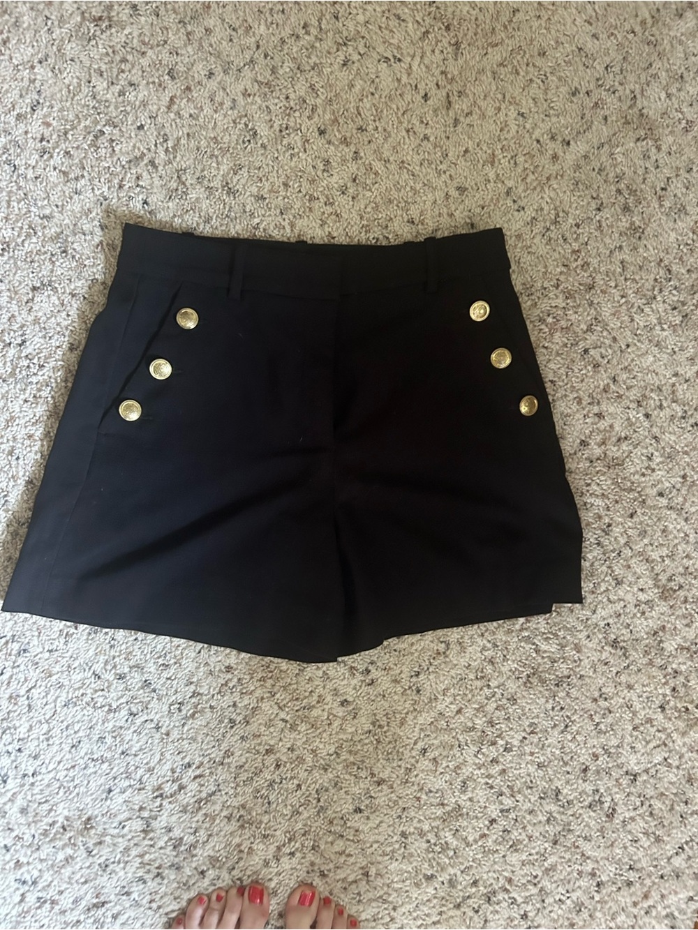 H&M Black High-Rise Shorts with Gold Button Detail